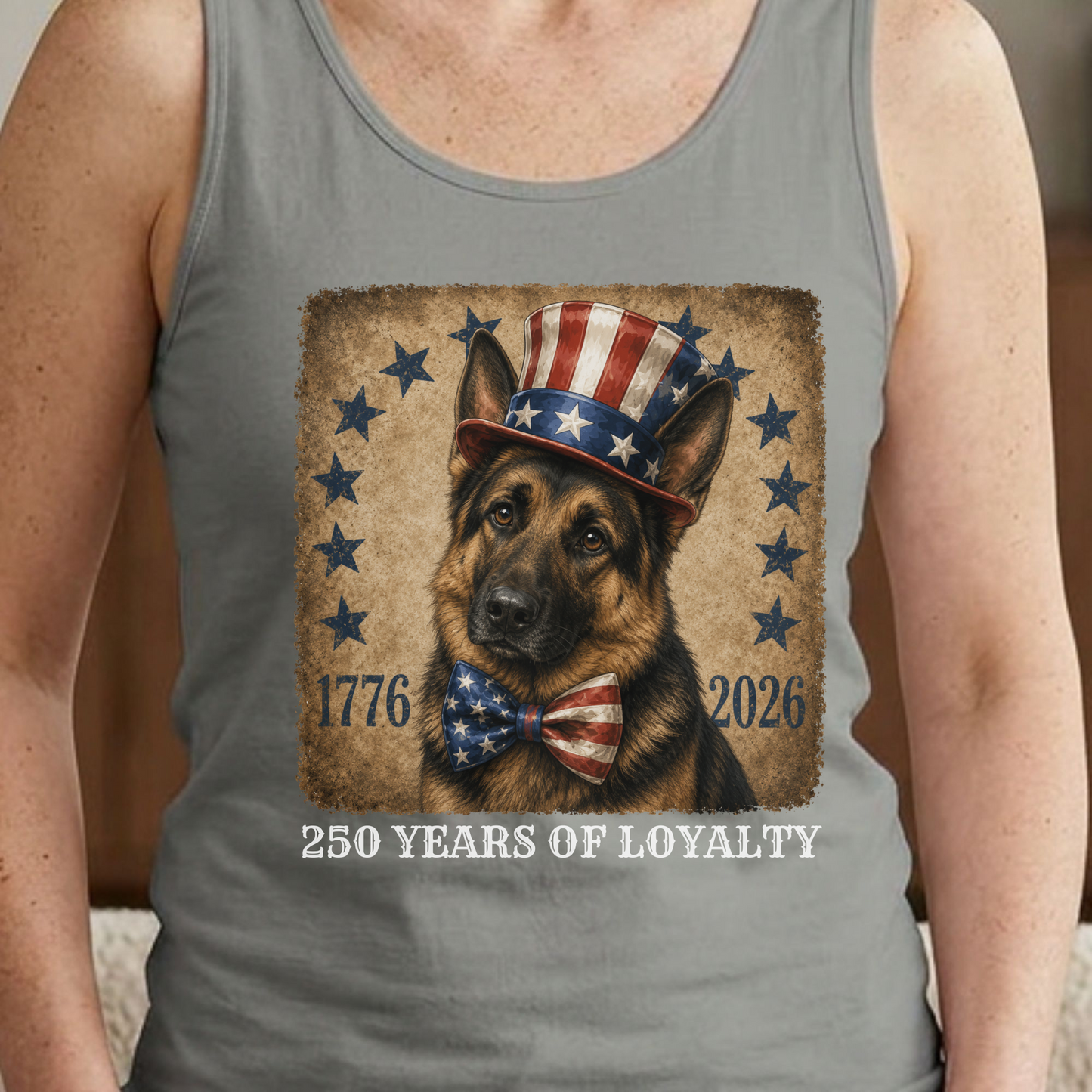 German Shepherd Patriotic Tank Top, 250 Years of Loyalty