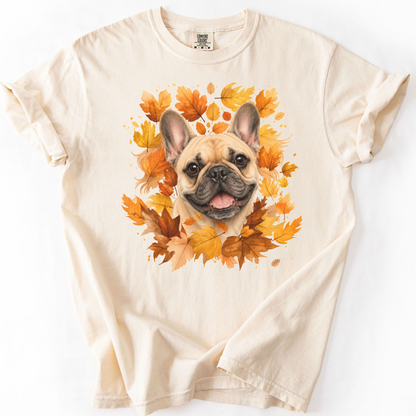 French Bulldog Fall Shirt, Autumn Dog Mom Comfort Colors Tee