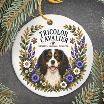 Tricolor Cavalier Ornament, Cavalier King Charles Spaniel Gift, Tricolor Cavalier Dog Mom Keepsake