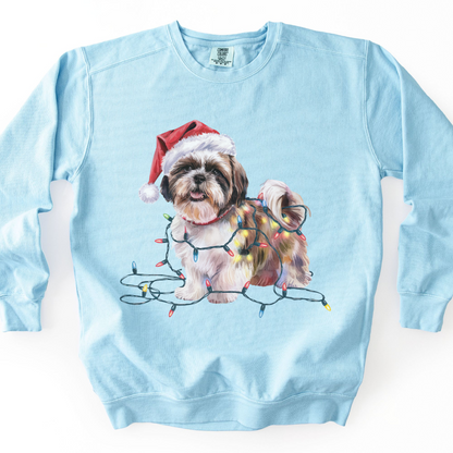 Shih Tzu Christmas Lights Sweatshirt, Festive Dog Mom Apparel