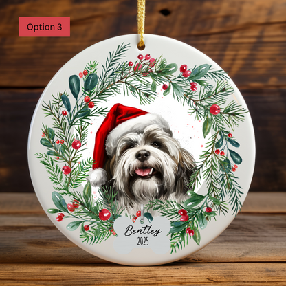 Personalized Lhasa Apso Christmas Ornament, Custom Dog Ornament, Holiday Pet Keepsake, Unique Pet Lover Gift, Cute Dog Tree Decor