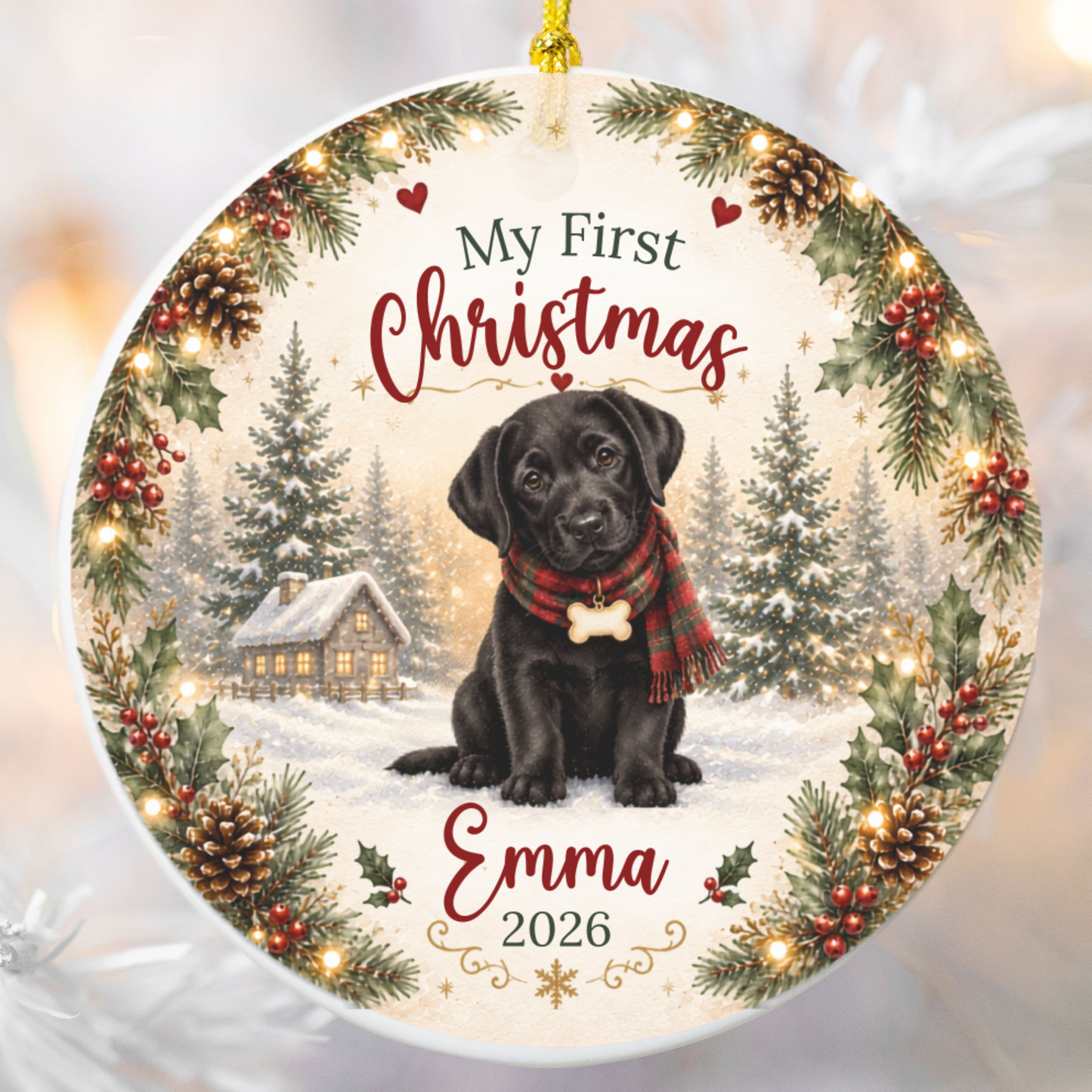 Personalized First Christmas Pet Ornament Custom Dog Memorial Photo Keepsake Gift