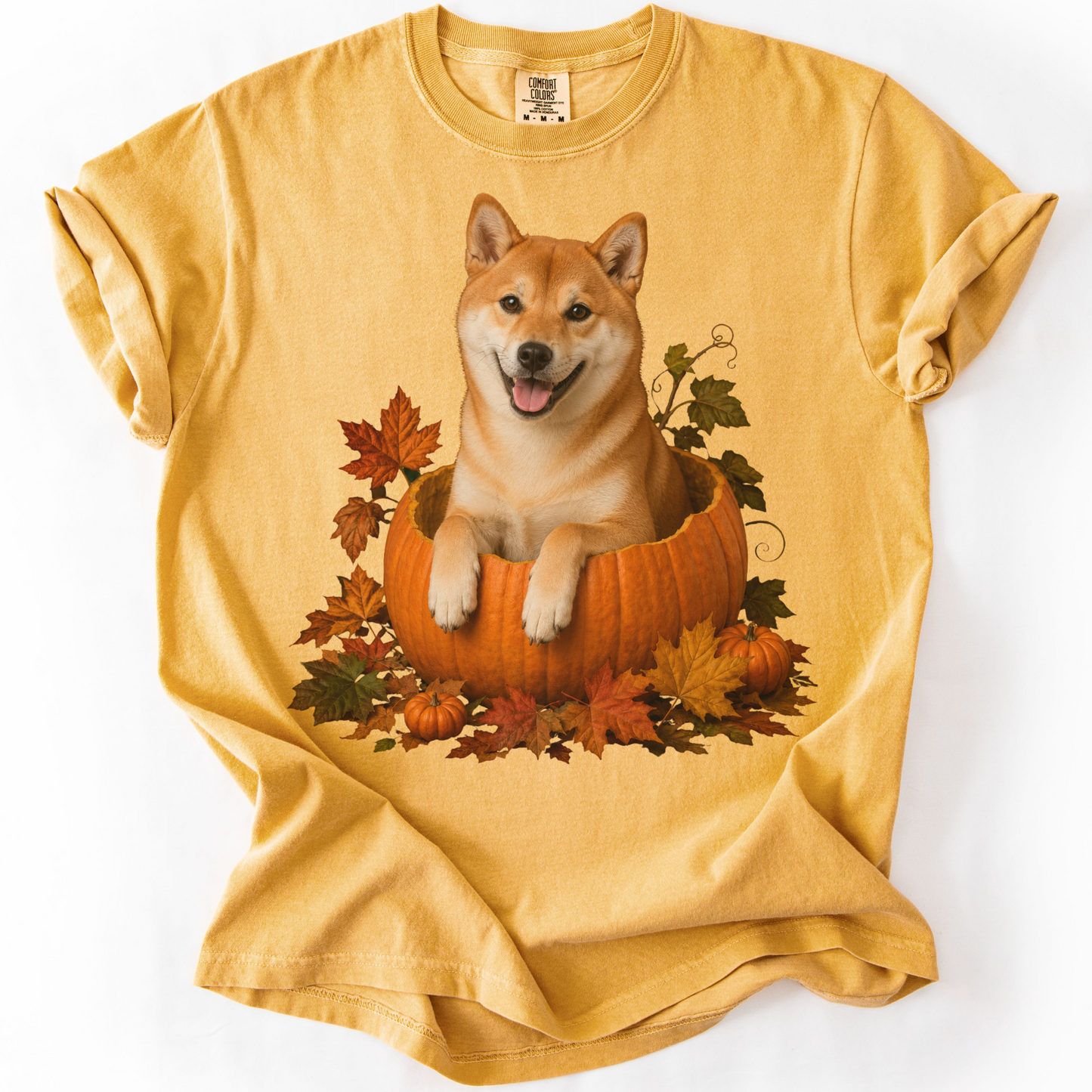Red Shiba Inu Pumpkin Shirt, Cute Fall Dog Lover T-Shirt for Autumn Vibes