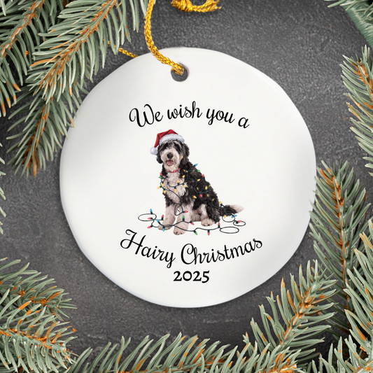 Christmas Labradoodle Ornament, Christmas Lights Dog Keepsake