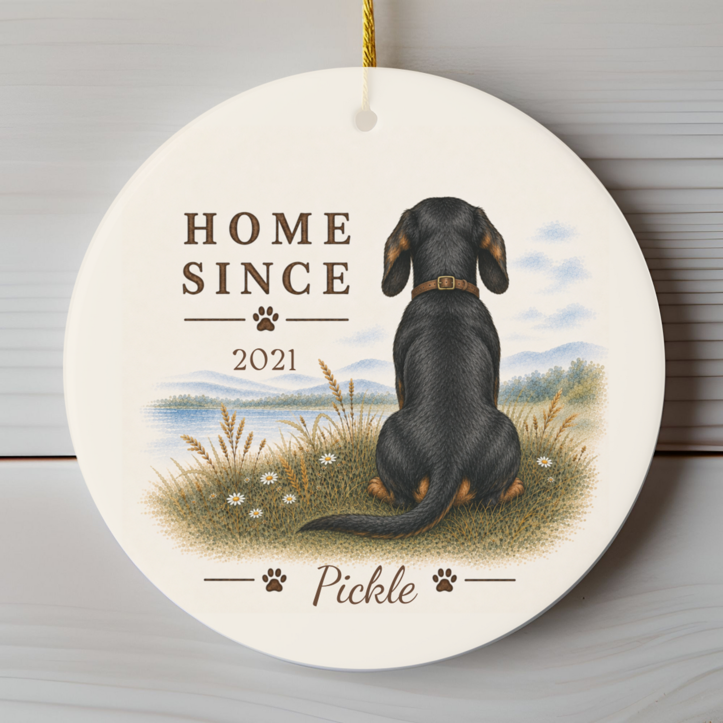 Personalized Black and Tan Dachshund Ornament, Double Sided Gotcha Day Gift, Custom Dog Keepsake