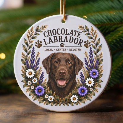 Chocolate Lab Loyal • Gentle • Devoted Ornament