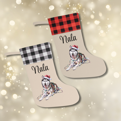 Personalized Siberian Husky Christmas Stocking, Holiday Decor Gift for Pet Lovers