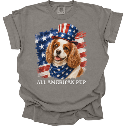 Patriotic Blenheim Cavalier Tee, All American Pup Shirt, Fourth of July Dog Shirt