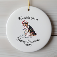 Load image into Gallery viewer, Christmas Collie Ornament, Christmas Lights Dog Keepsake
