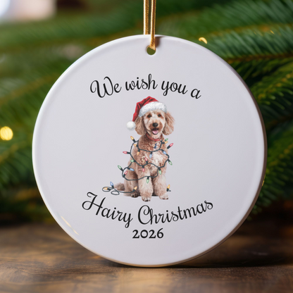 Christmas Poodle Ornament, Christmas Lights Dog Keepsake