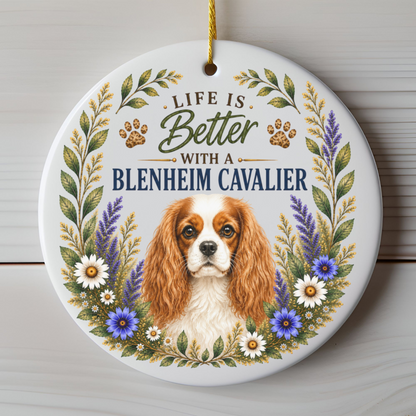 Blenheim Cavalier Ornament, Cavalier King Charles Spaniel Gift, Dog Mom Keepsake, Dog Lover Gift