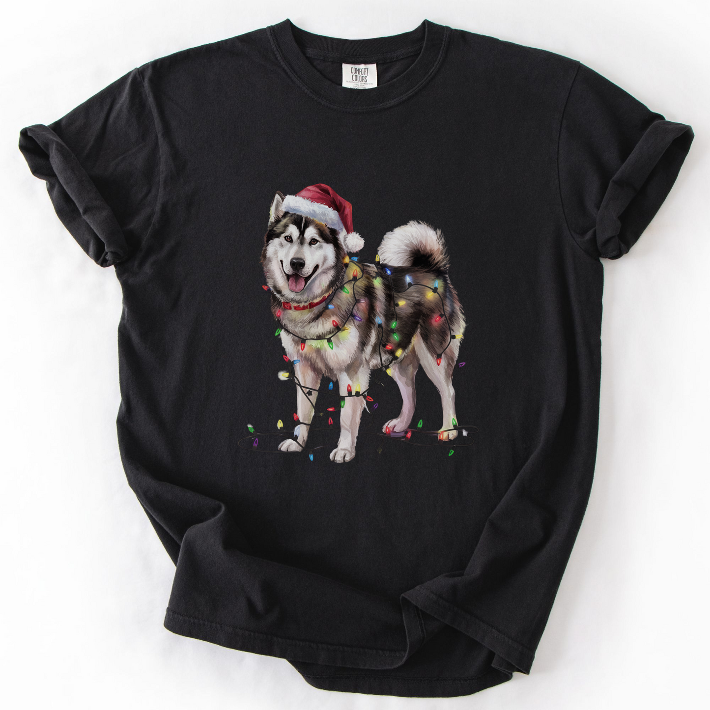 Alaskan Malamute Christmas Lights Dog Shirt