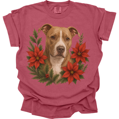 Pit Bull Poinsettia Christmas Shirt