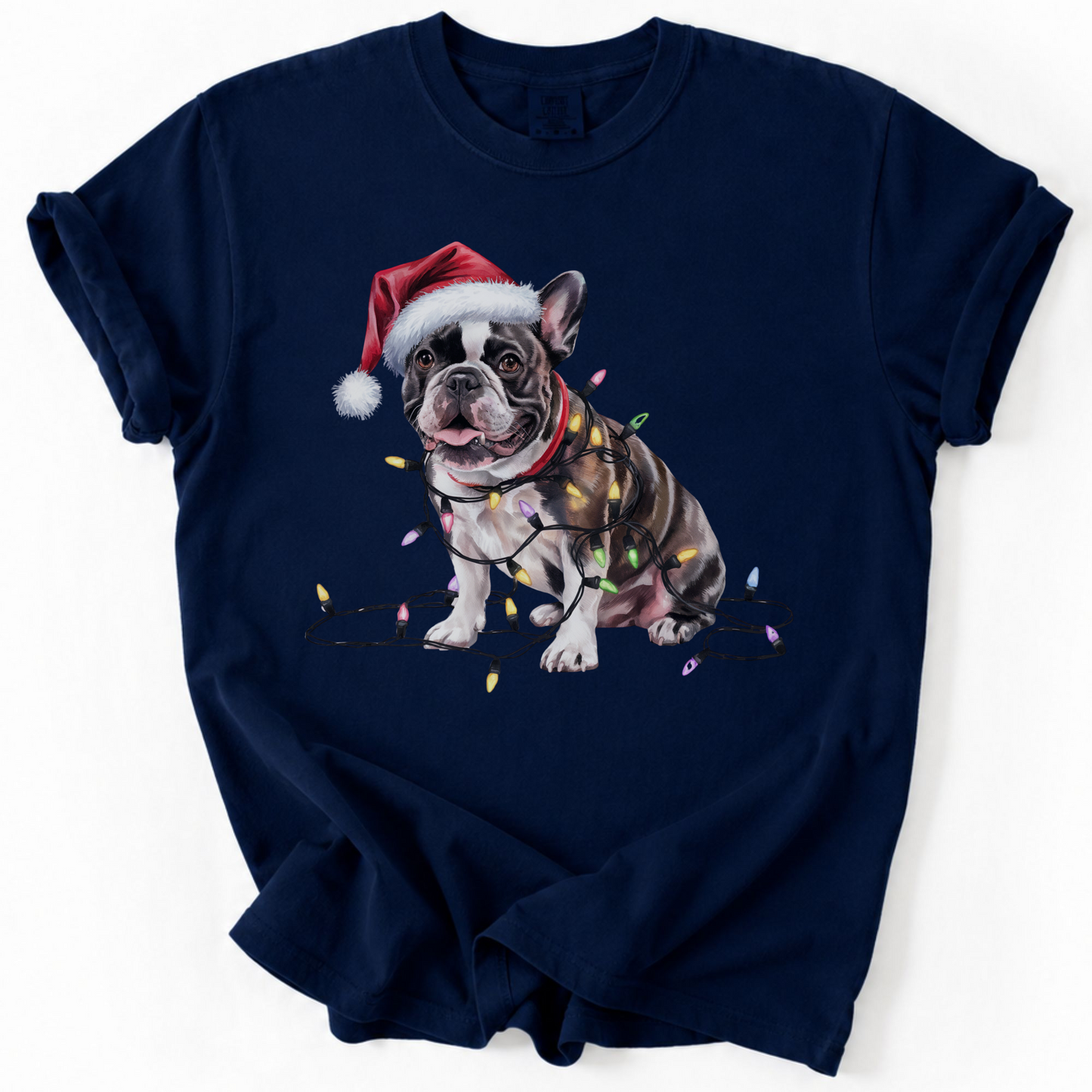 Christmas French Bulldog Shirt, Christmas Lights Dog Tee, Christmas Dog Tee, French Bulldog Mom Tshirt, Gift for Dog Lover, French Bulldog