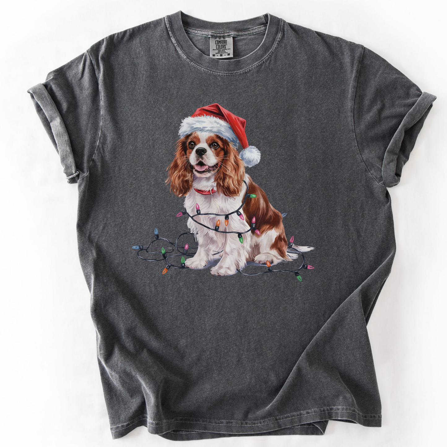 Christmas Cavalier King Charles Spaniel Shirt, Christmas Lights Dog Tee, Christmas Dog Tee, Cavalier Spaniel Mom Tshirt, Gift for Dog Lover