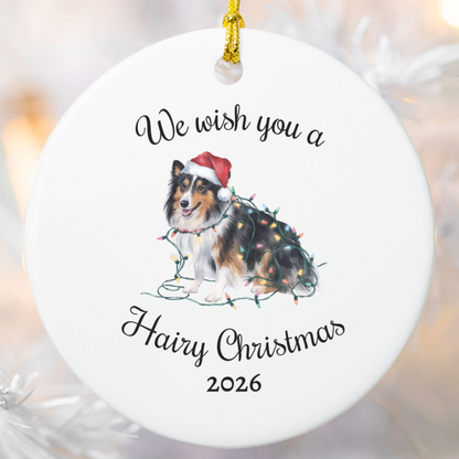 Christmas Sheltie Ornament, Christmas Lights Dog Keepsake