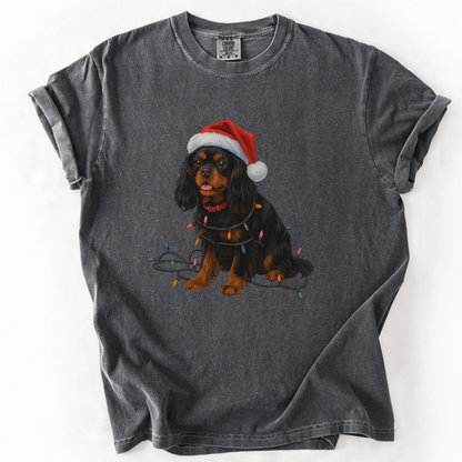 Black and Tan Cavalier King Charles Spaniel Christmas Lights Dog Shirt