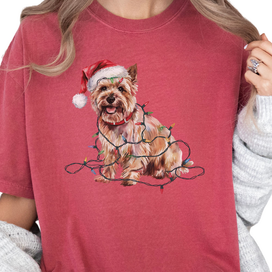 Christmas Cairn Terrier Shirt, Christmas Lights Dog Tee, Christmas Dog Tee, Cairn Terrier Mom Tshirt, Gift for Dog Lover, Cairn Terrier