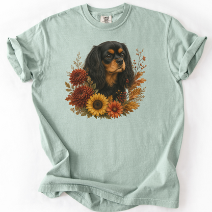 Black and Tan Cavalier Autumn Floral Shirt