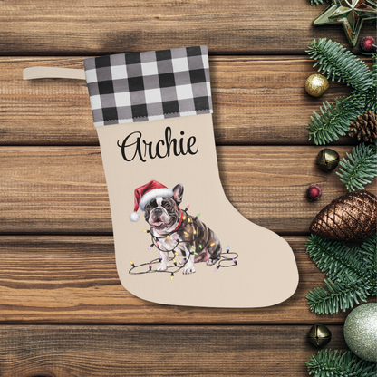 Personalized French Bulldog Christmas Stocking, Holiday Decor Gift for Pet Lovers