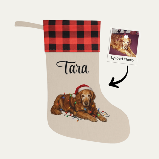 Personalized Dog Photo Christmas Stocking Custom Pet Name Holiday Decor