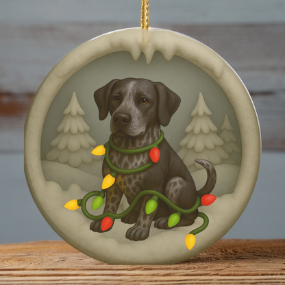 Personalized Black German Shorthaired Pointer Christmas Ornament, 3D Clay-Style Dog Keepsake with Lights
