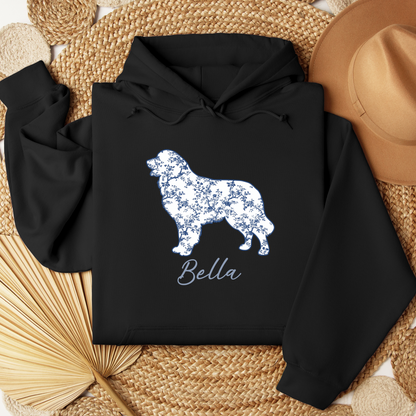Custom Blue Floral Silhouette Dog Shirt/Hoodie/Tank - Personalize To Select Your Favorite Dog Breed