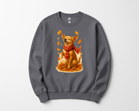 Load image into Gallery viewer, Chihuahua in Autumn Leaves T-shirt, Fall Dog Sweatshirt, Pet Lover Gift, Cozy Canine Apparel, Chihuahua in Scarf, Dog Mom Present
