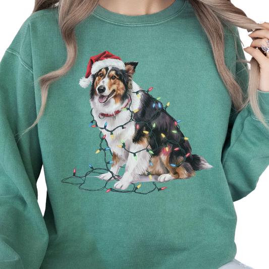 Collie Christmas Lights Sweatshirt