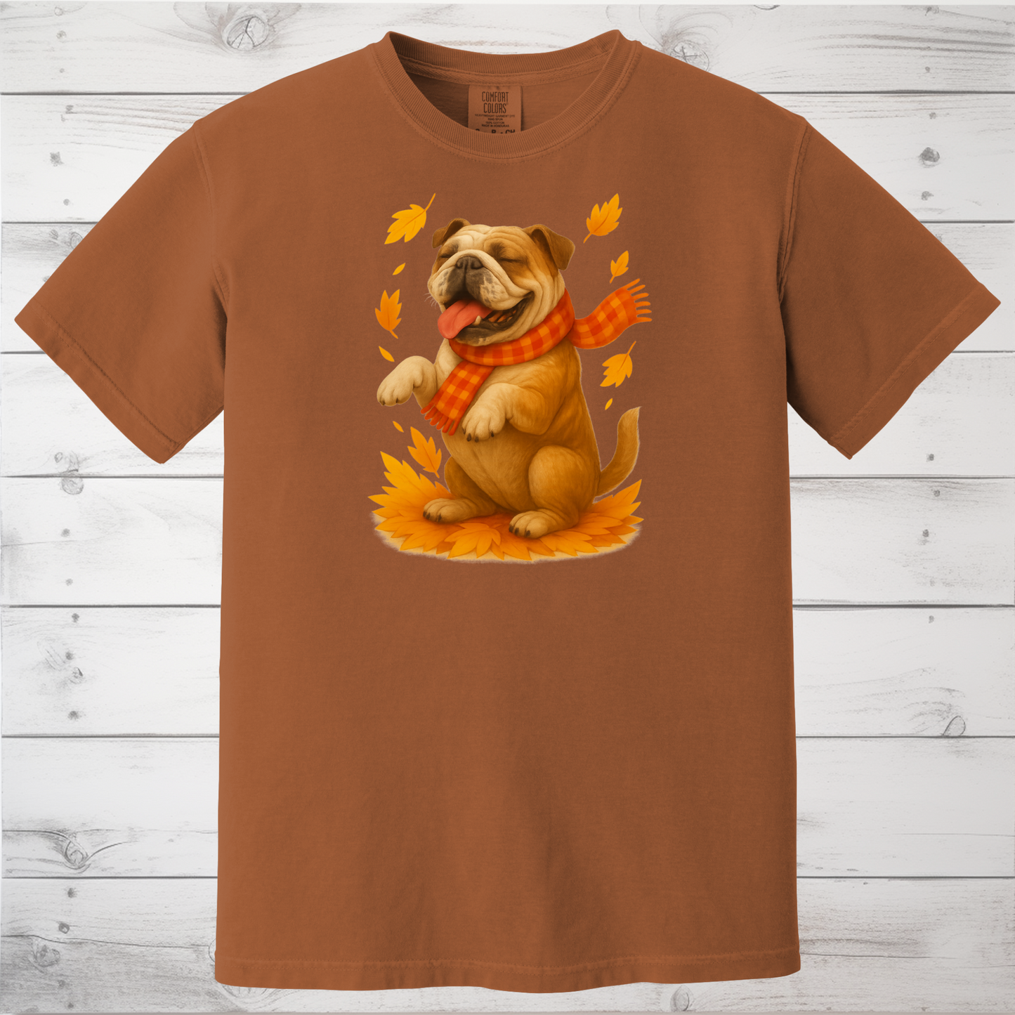 Bulldog Autumn Shirt, Dog Lover Fall Sweater, Cozy Pet Apparel, Cute Dog Seasonal Gift, Bulldog Autumn Wear, Fall Dog Fashion