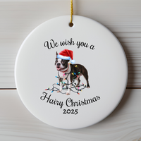 Load image into Gallery viewer, Christmas Boston Terrier Ornament, Christmas Lights Dog Keepsake
