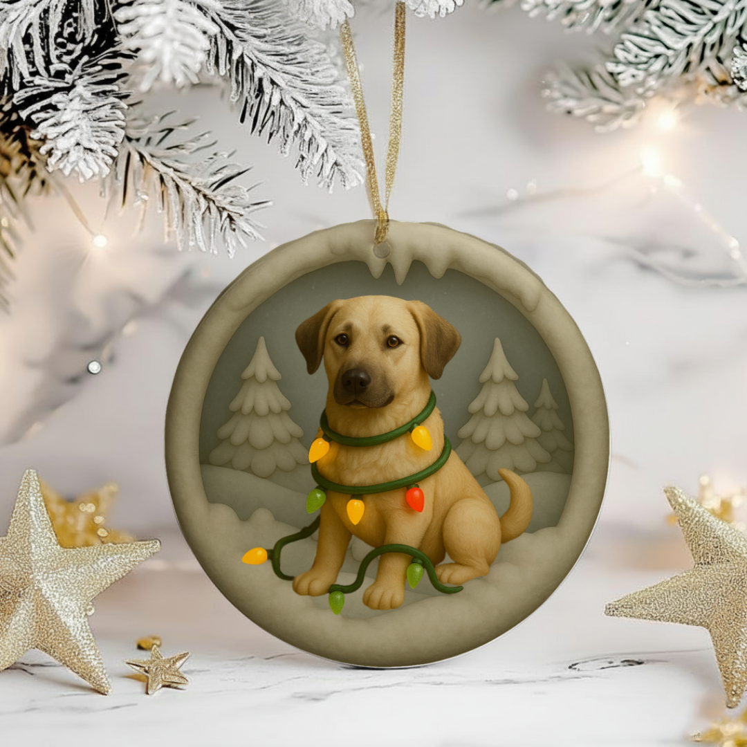 Personalized Anatolian Shepherd Christmas Ornament, Custom Dog with Holiday Lights Keepsake