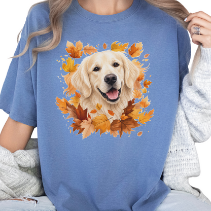 English Cream Golden Retriever Fall Shirt, Autumn Dog Mom Comfort Colors Tee
