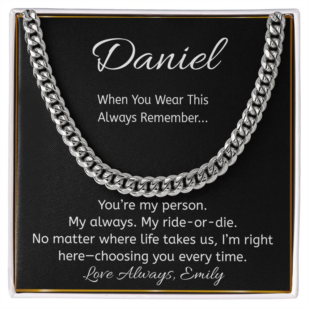 “You’re My Person” Personalized Message Card Necklace – Ride or Die Gift
