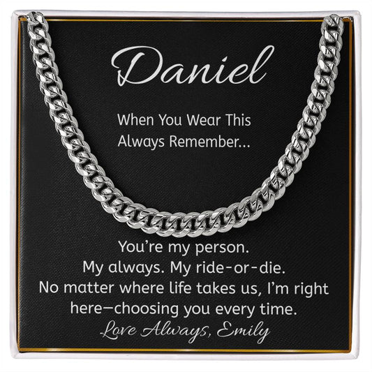 “You’re My Person” Personalized Message Card Necklace – Ride or Die Gift