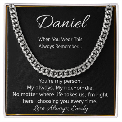 “You’re My Person” Personalized Message Card Necklace – Ride or Die Gift