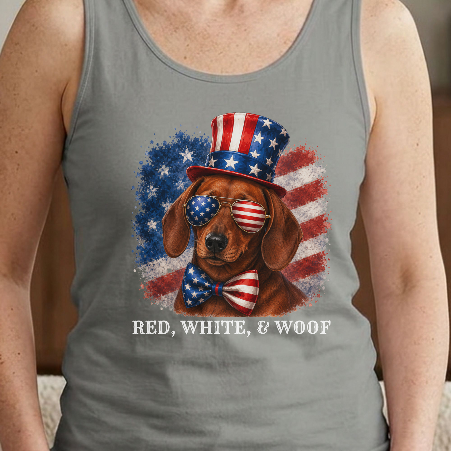 Patriotic Red Dachshund Tank Top