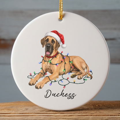 Personalized Fawn Great Dane Christmas Ornament, Festive Dog Keepsake