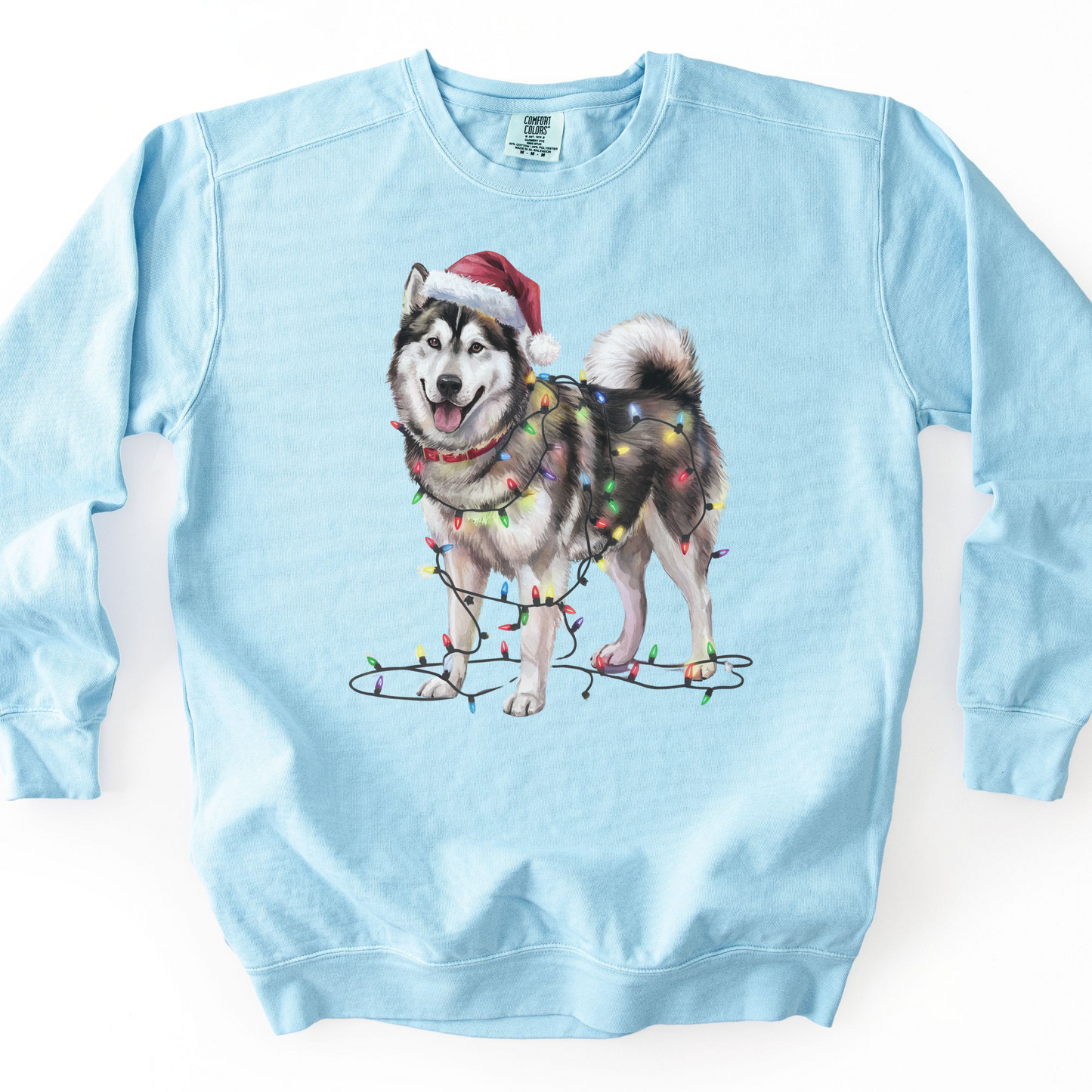Alaskan Malamute Christmas Lights Dog Sweatshirt, Malamute Mom Gift
