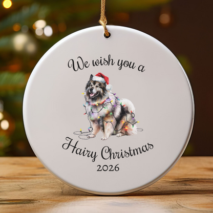 Christmas Keeshond Ornament, Christmas Lights Dog Keepsake