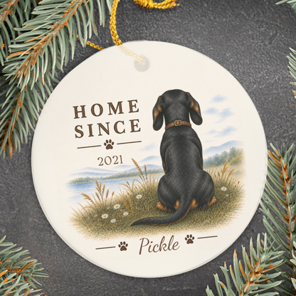 Personalized Black and Tan Dachshund Ornament, Double Sided Gotcha Day Gift, Custom Dog Keepsake
