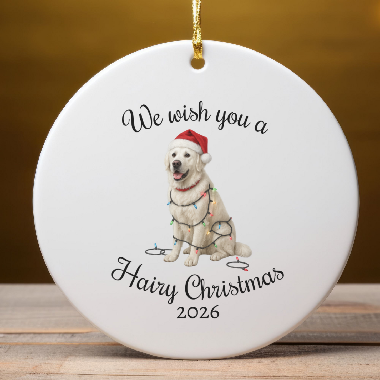 English Cream Golden Retriever We Wish You a Hairy Christmas Ornament