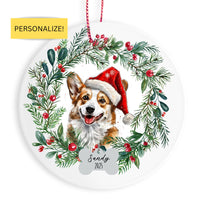 Load image into Gallery viewer, Personalized Corgi Wreath Ornament
