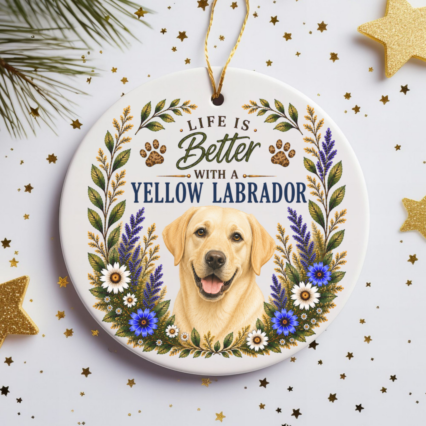 Yellow Lab Ornament - Life Is Better