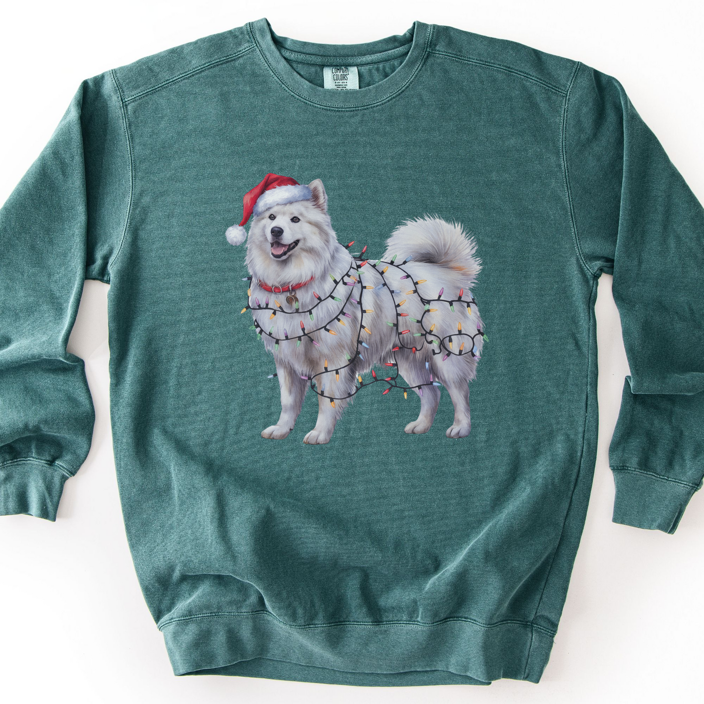 Christmas Samoyed Dog Sweatshirt, Festive Lights Dog Lover Gift