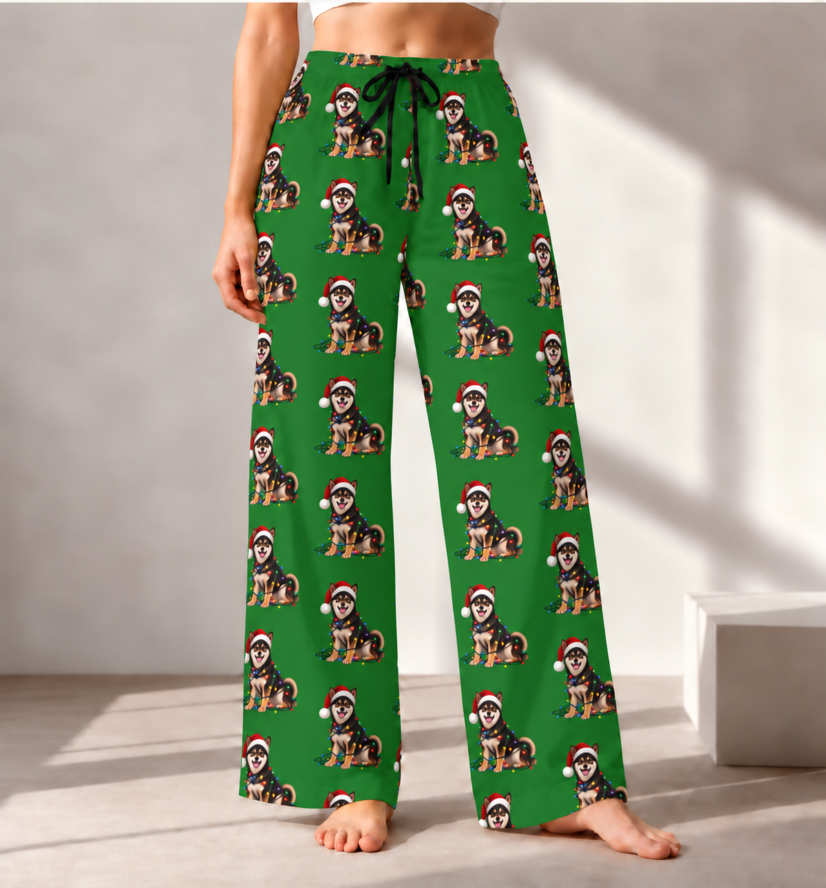 Black Shiba Inu Christmas Pajama Pants
