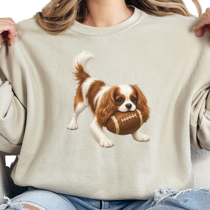 Blenheim Cavalier Football Sweatshirt Cute Dog Lover Game Day Crewneck Cavalier Mom Gift