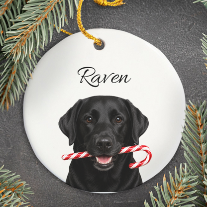 Personalized Black Lab Ornament, Custom Dog Name Christmas Ornament, Labrador Retriever Gift, Dog Lover Gift