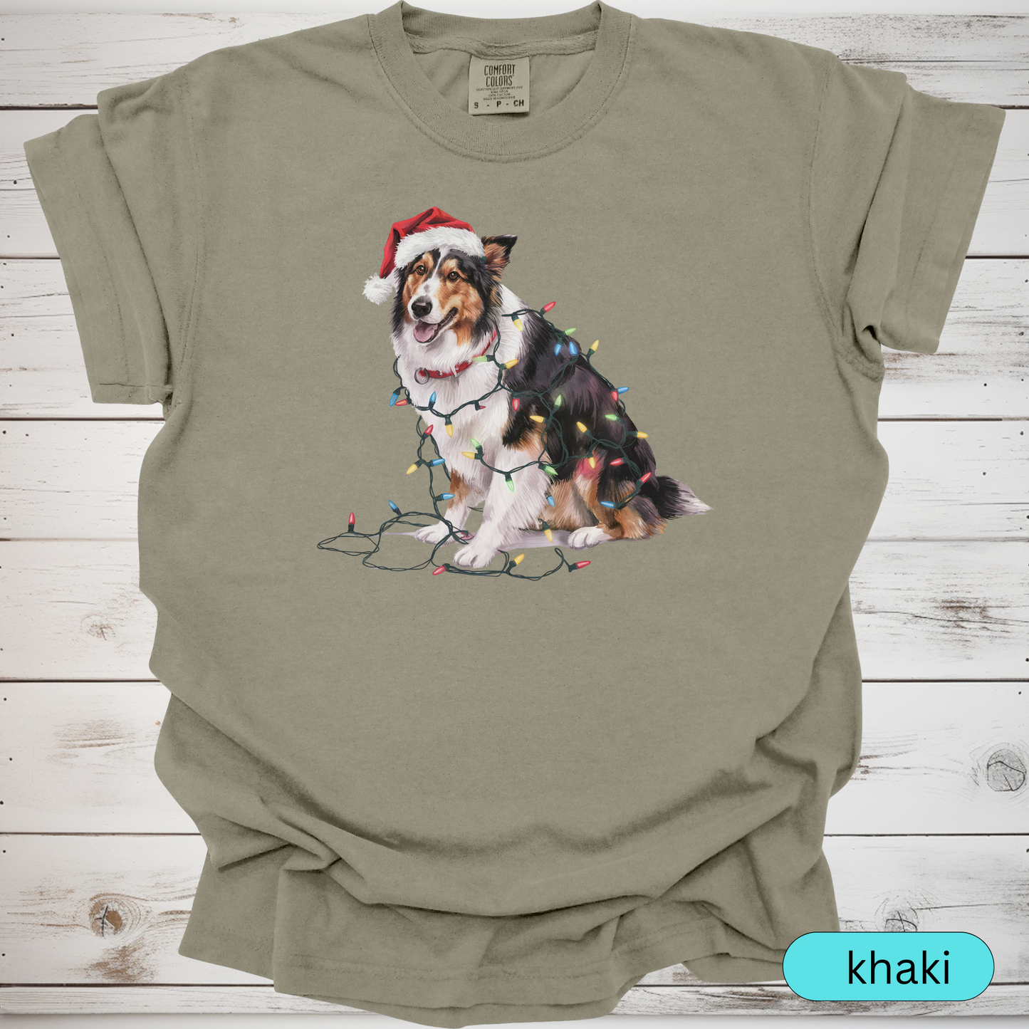 Christmas Collie Shirt, Christmas Lights Dog Shirt, Christmas Dog, Collie Mom Shirt, Gift for Dog Lover, Collie