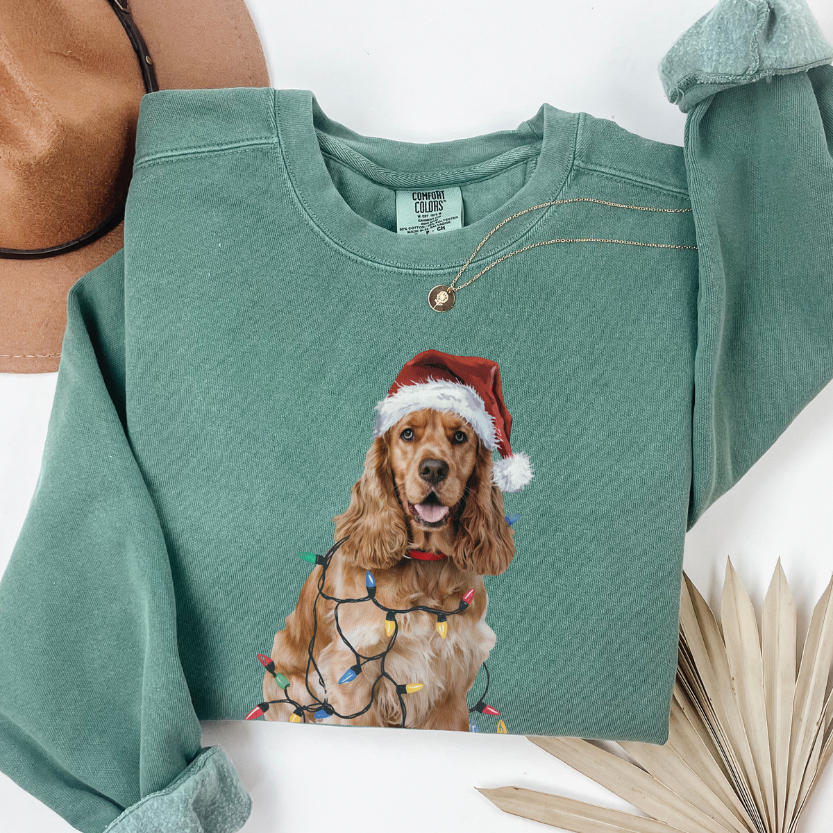 Christmas Cocker Spaniel Sweatshirt, Christmas Lights Dog Sweatshirt, Christmas Dog, Cocker Spaniel Mom, Gift for Dog Lover, Cocker Spaniel